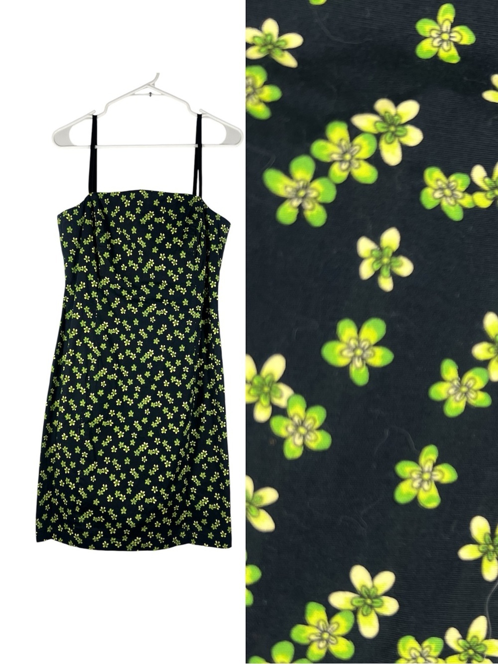 The Limited Stretch Y2K Floral Navy Lime Flower/Floral Mini Dress 8